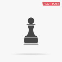 pion d'échecs. symbole plat noir simple avec ombre sur fond blanc. pictogramme d'illustration vectorielle vecteur