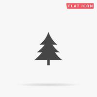 épicéa, arbre de Noël. symbole plat noir simple avec ombre sur fond blanc. pictogramme d'illustration vectorielle vecteur