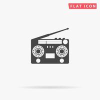 boombox classique des années 80. symbole plat noir simple avec ombre sur fond blanc. pictogramme d'illustration vectorielle vecteur