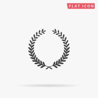 couronne de laurier de la victoire. symbole plat noir simple avec ombre sur fond blanc. pictogramme d'illustration vectorielle vecteur