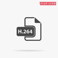 extension de fichier vidéo h264. symbole plat noir simple avec ombre sur fond blanc. pictogramme d'illustration vectorielle vecteur