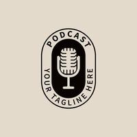 podcast ancien microphone vintage logo, icône et symbole, avec illustration vectorielle emblème vecteur