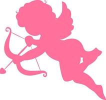 illustration vectorielle ou icône de silhouette rose cupidon. symbole de l'amour et de la saint valentin. Cupidon tirant une flèche. vecteur