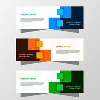graphique vectoriel de conception de bannière abstraite. avec des couleurs modernes bleu, orange et vert. adapté à la vente de bannières, à la présentation, à la promotion, au dépliant, à l'affiche et à la brochure.