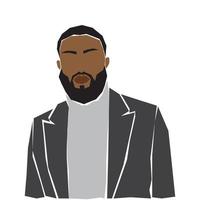 homme afro noir avec barbe en costume. portrait d'homme abstrait. illustration vectorielle sur fond blanc vecteur