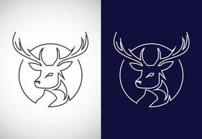 modèle de conception de logo de chasse d'art en ligne, club de chasse, logo de tête de cerf vecteur