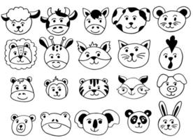 doodle set illustration d'une icône animale. vecteur