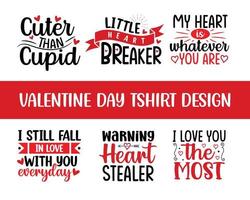 ensemble de conception de t-shirt de la Saint-Valentin, conception de t-shirt typographique de la Saint-Valentin, citations de la Saint-Valentin pour le t-shirt, l'affiche et la décoration de la maison, j'aime le plus, plus mignon que Cupidon, mon cœur est ce que tu es vecteur
