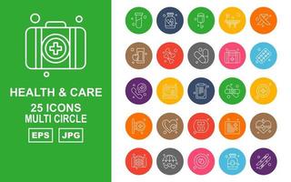 25 pack d'icônes multi-cercles premium santé et soins vecteur
