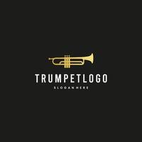 cornet trompette doré simple pour la création de logo de musique jazz vecteur