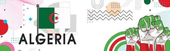 drapeau algérien, bannière algérienne, fond de fête nationale, dessin géométrique, monument vecteur