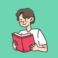 lire un livre illustration de dessin animé mignon vecteur