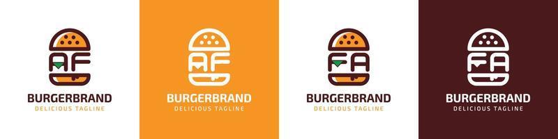 logo lettre af et fa burger, adapté à toute entreprise liée au burger avec les initiales af ou fa. vecteur