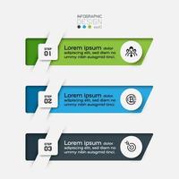 la nouvelle conception de la forme carrée 3 procédures de travail expliquées et présentations. infographie vectorielle. vecteur