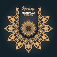 conception de mandala ornemental et de mariage de luxe et fond islamique de couleur dorée vecteur