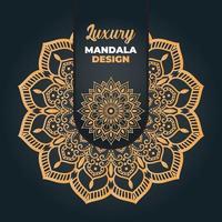conception de mandala ornemental et de mariage de luxe et fond islamique de couleur dorée vecteur