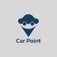 logo de voiture simple fusionné avec une forme de point. vecteur