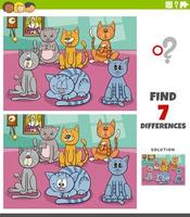 tâche éducative des différences avec le groupe de chats de dessin animé vecteur