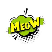 lettrage meow kitty texte comique pop art vecteur