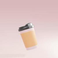 tasse à café en papier rose 3d. illustration vectorielle. vecteur