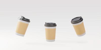 tasses à café en papier set 3d sur fond blanc. illustration vectorielle. vecteur