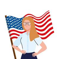 femme d & # 39; affaires avec conception de vecteur de drapeau usa