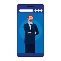 homme d & # 39; affaires dans la conception de vecteur de smartphone