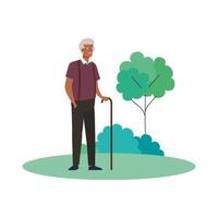 avatar de grand-père au parc avec conception de vecteur d'arbre