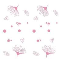 dessin au trait fleur et coeur rose motif fond vecteur