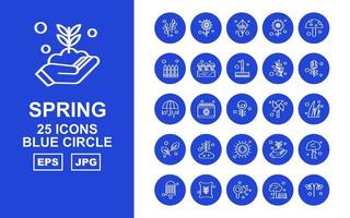 25 pack d'icônes de cercle bleu printemps vecteur