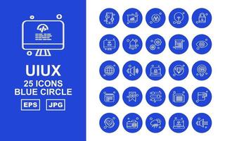 Pack d'icônes de cercle bleu premium de 25 uiux vecteur