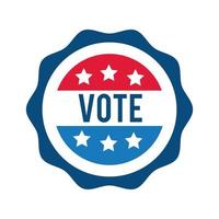 lettrage de vote sur l'icône de style plat timbre usa vecteur