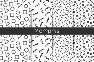 collection de quatre modèle sans couture de memphis noir et blanc vecteur