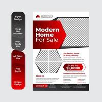 conception de modèle de flyer agence immobilière avec couleur rouge vecteur