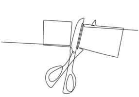 dessin continu d'une ligne d'icône de ciseaux. ciseaux coupe papier isolé dessin au trait dessiné à la main sur fond blanc. vecteur