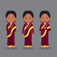 caractère indien avec diverses expressions vecteur