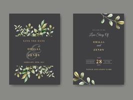 modèle d'invitation de mariage floral beau et élégant vecteur