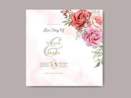 modèle d'invitation de mariage floral beau et élégant vecteur