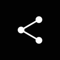 eps10 bouton de partage vectoriel blanc icône abstraite ou logo isolé sur fond noir. symbole de partage dans un style moderne et plat simple pour la conception de votre site Web et votre application mobile