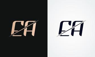 modèle vectoriel de conception de logo de lettre ea. création de logo ea lettre or et noir