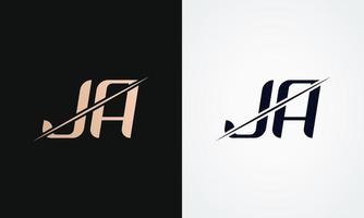 modèle vectoriel de conception de logo de lettre ja. création de logo or et noir lettre ja