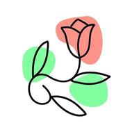 illustration de fleur minimaliste. plante florale et feuille. fleur naturelle. floral. vecteur