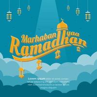 conception graphique salutation marhaban ya ramadhan vecteur