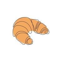 croissant dans un style de dessin d'art en ligne. pâtisserie fraîche, peut être utilisée pour la boulangerie, le café, la boutique. illustration vectorielle dessinés à la main. vecteur