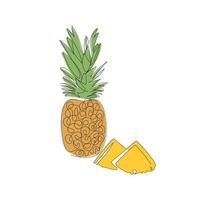 illustration vectorielle minimaliste simple d'ananas. fruits tropicaux colorés frais isolés sur fond blanc. concept végétalien dessiné à la main. vecteur