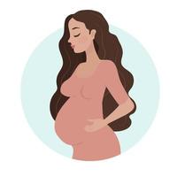 illustration de concept de femme enceinte dans un style de dessin animé mignon, soins de santé, grossesse vecteur