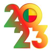 bannière de bonne année 2023 avec le drapeau du bénin à l'intérieur. illustration vectorielle. vecteur