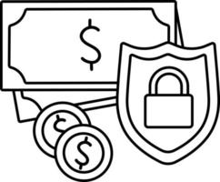 Bouclier de sécurité de l'argent serrure de sécurité casier de trésorerie ligne d'affaires avec couleur blanche vecteur