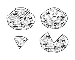 illustration vectorielle noir et blanc de pizza vecteur