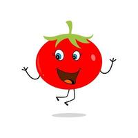 conception de personnage de tomate. vecteur de tomate. mascotte de dessin animé tomate souriante. tomate sur fond blanc.